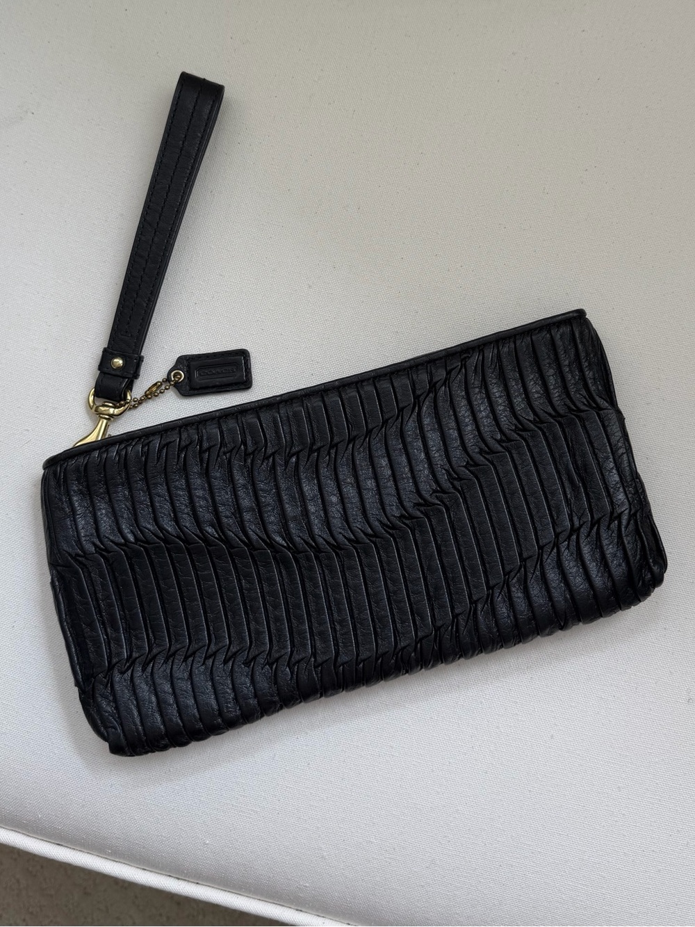 Coach Black Wristlet Wallet with Gold Accents - Picture 2 of 5